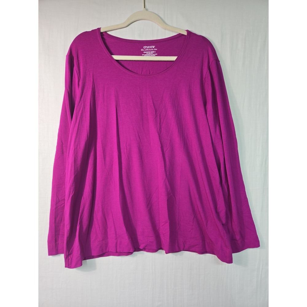 Chico's Top Women's‎ 4 US Plus XXL Solid Purple Slub Knit Pima Cotton MicroModal